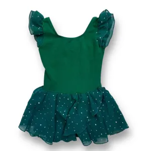 Girls Size 4/5 Dance Leotard Green Tulle Skirted Ballet One-Piece