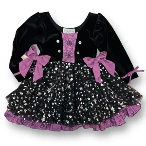 Girls Size 5Y Black & Purple Tulle Bottom & Velvet Boutique Halloween Dress