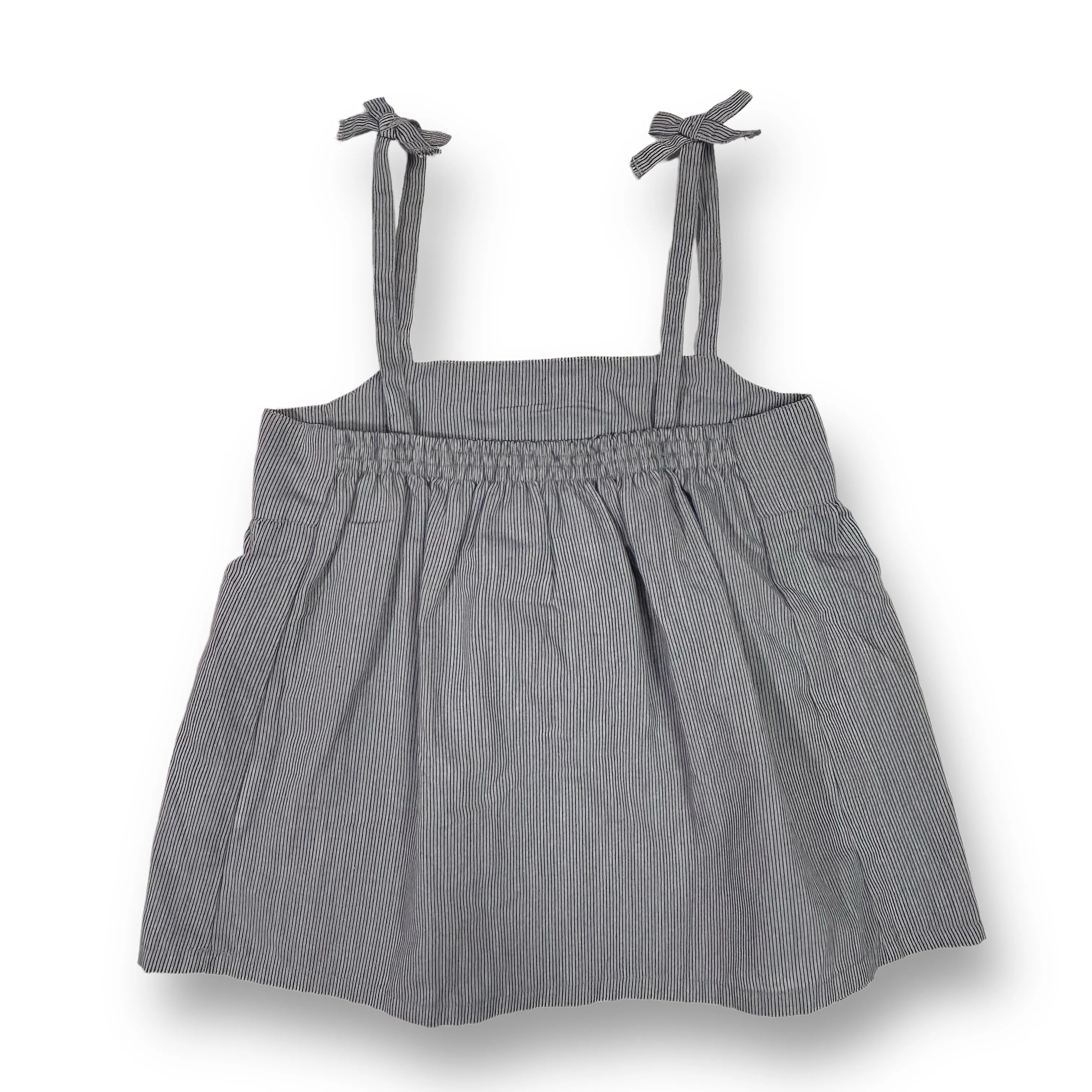 Girls Size 6 Boutique Top 3 Pommes Gray Pinstripe Sleeveless Blouse