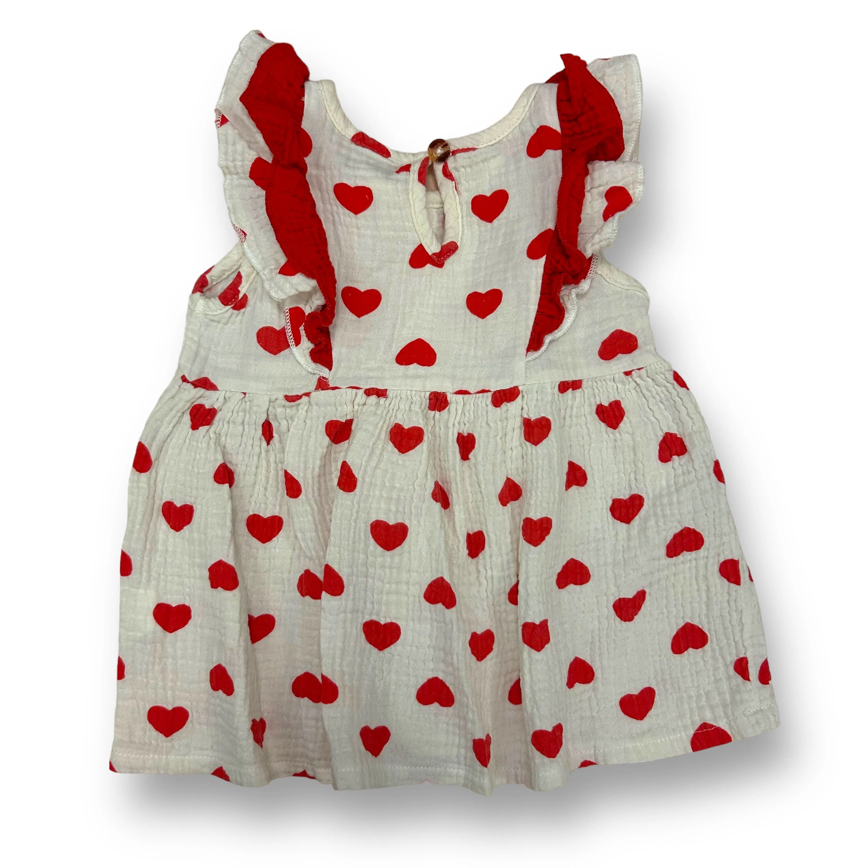 Girls Specialty Size 12 Months Red & Cream Heart Print Sleeveless Dress