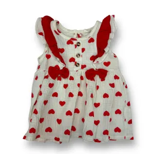 Girls Specialty Size 12 Months Red & Cream Heart Print Sleeveless Dress
