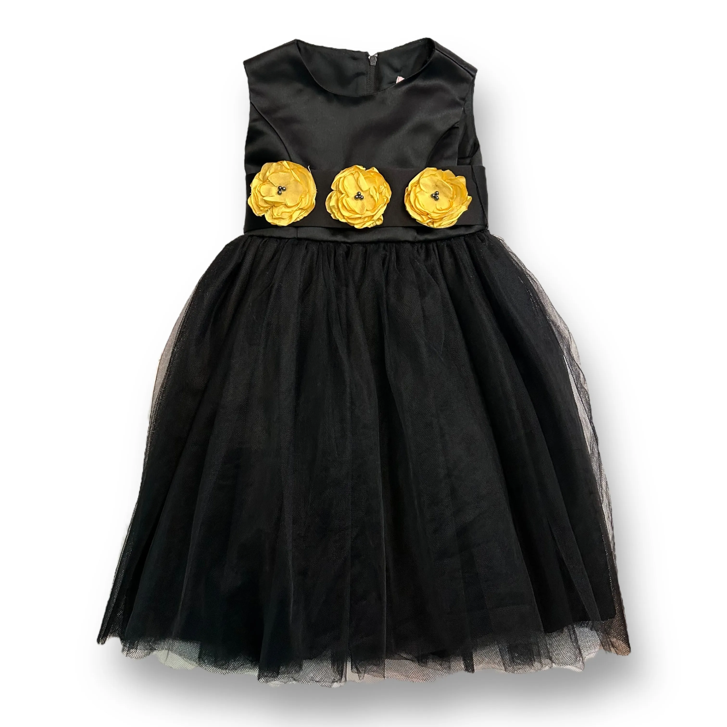 Girls Sweet Kids Size 2 Sleeveless Tulle Bottom Formal Dress with Flowers