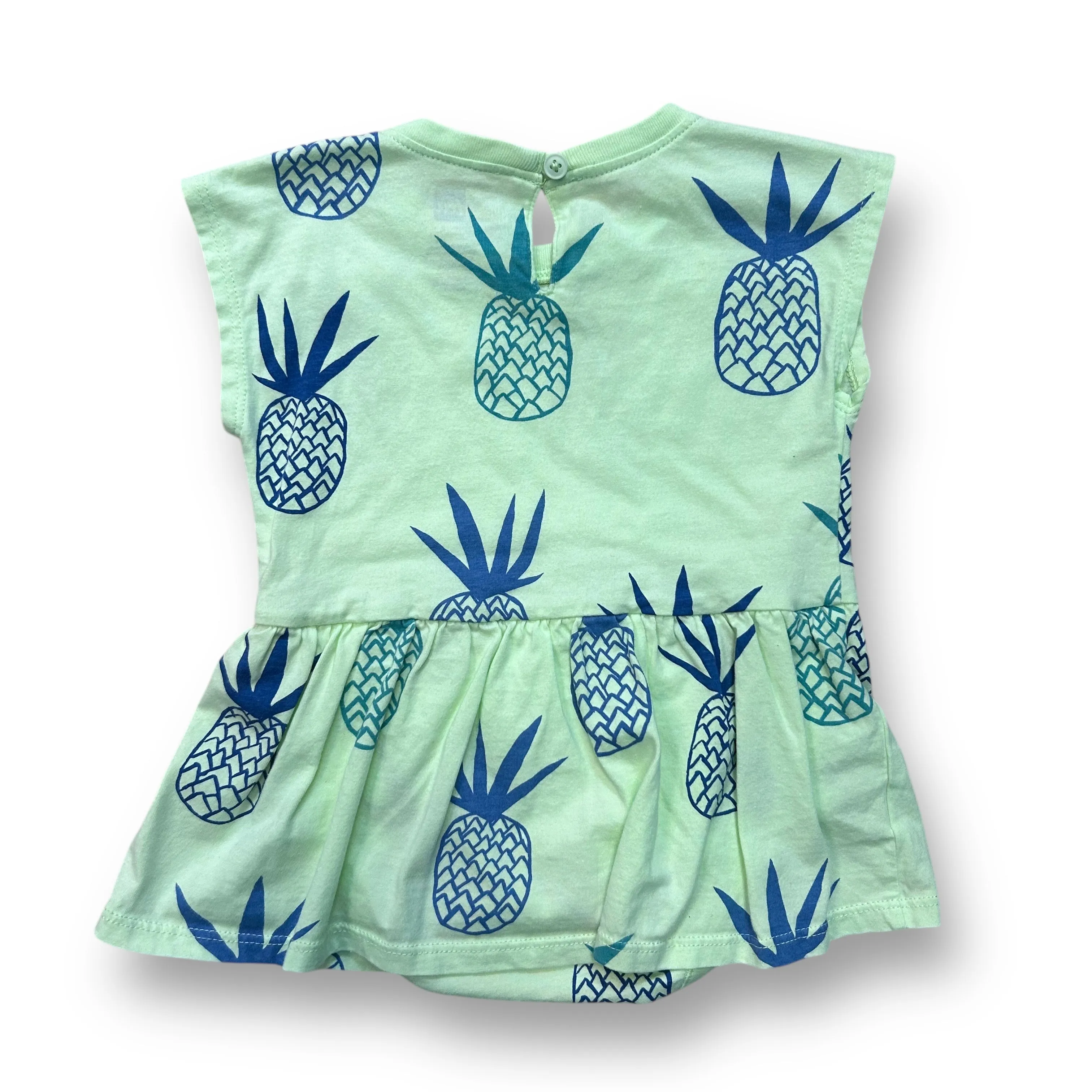 Girls Tea Size 9-12 Months Lime Green Pineapple Short Sleeve One-Piece