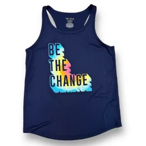 Girls Tek Gear Size 10/12 Navy "Be the Change" Athletic Tank Top