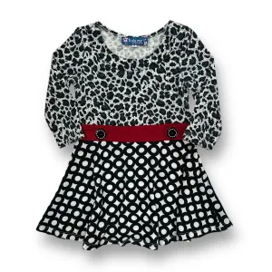 Girls Truly Me Size 4 Black & White Belted Specialty Boutique-Style Dress