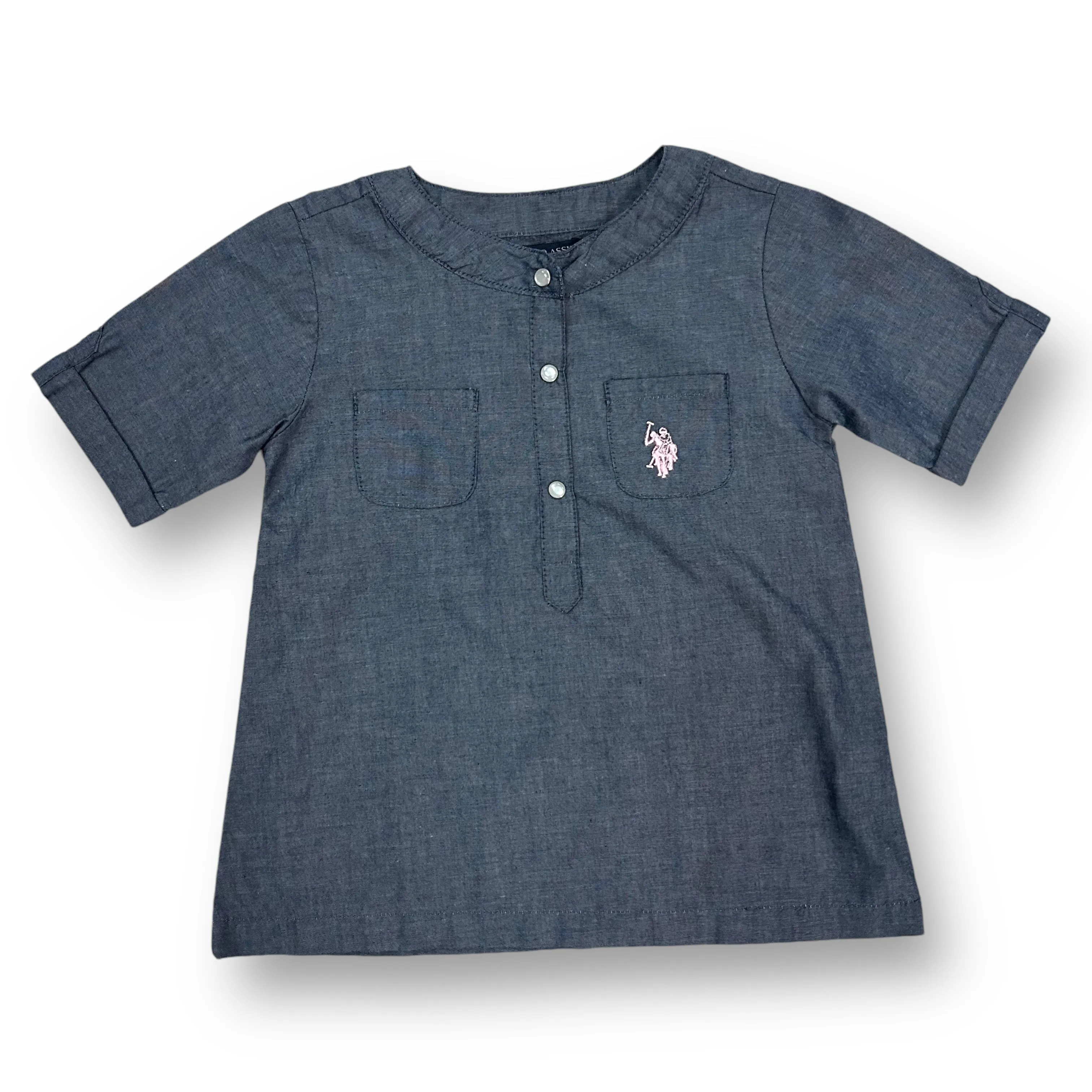 Girls U.S. Polo Assn Size 2T 100% Cotton Button Top Blouse