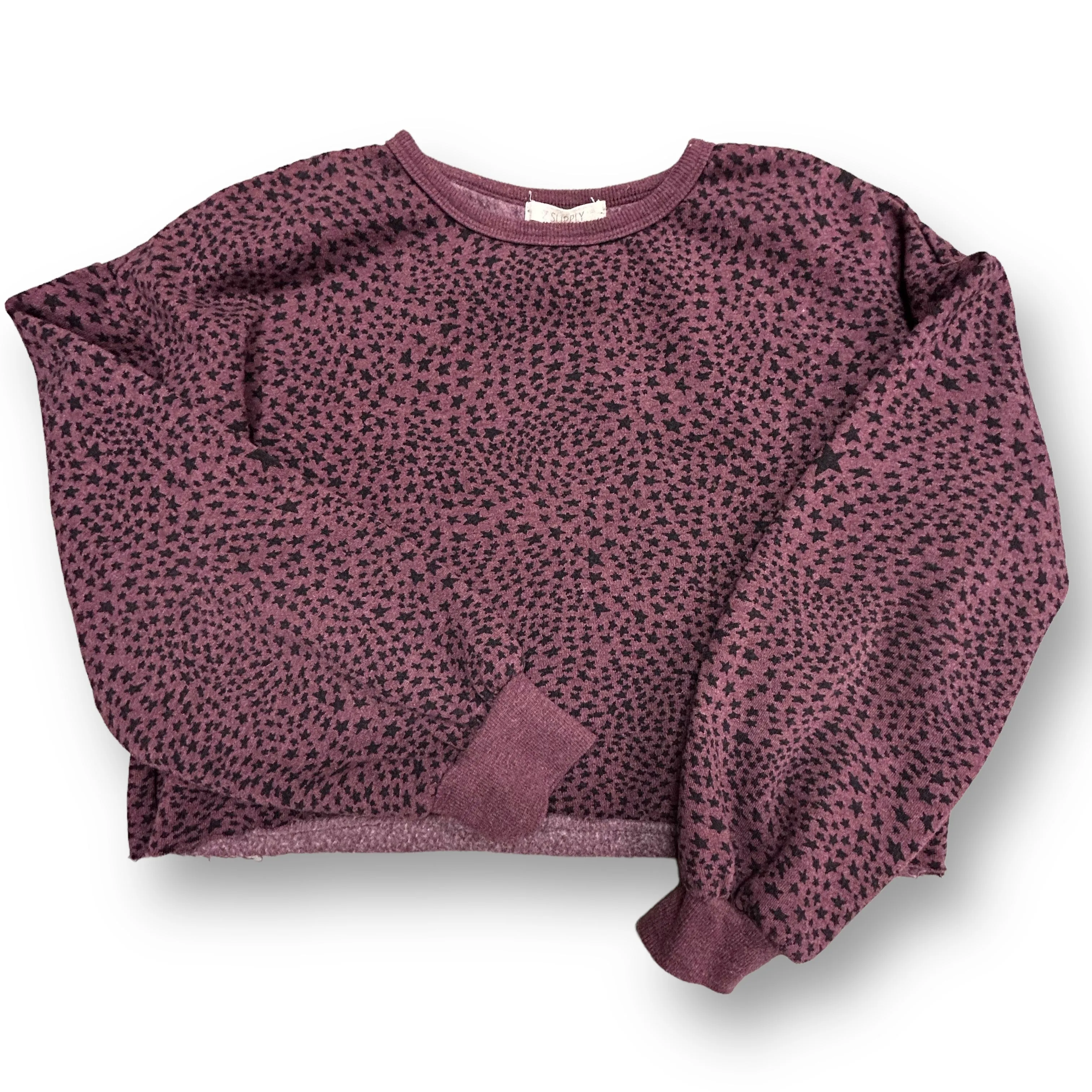Girls Z Supply Size 12/14 Plum Star Print Crop Out Sweatshirt
