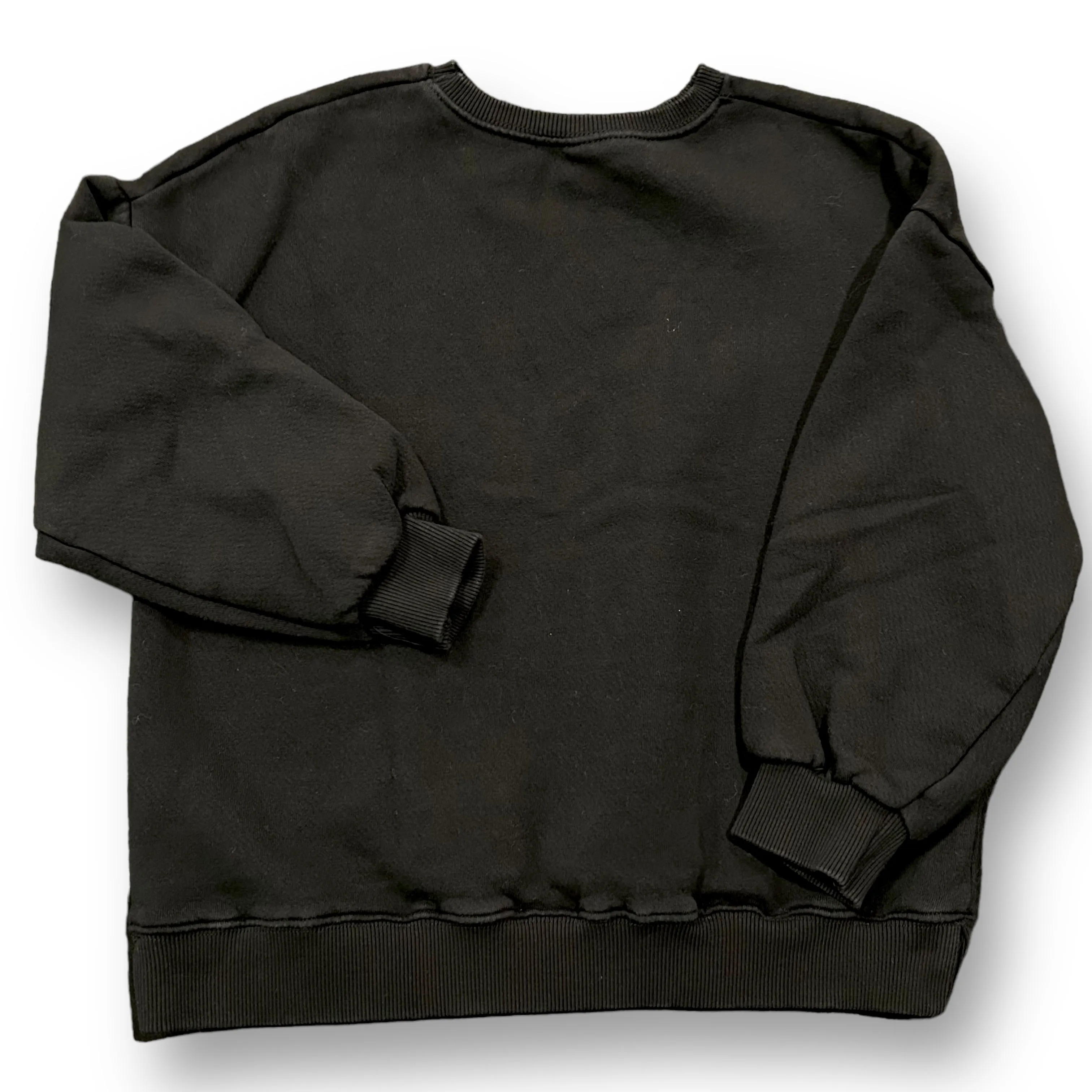 Girls Zara Size 10 140 Black Crewneck Embroidered Floral Sweatshirt