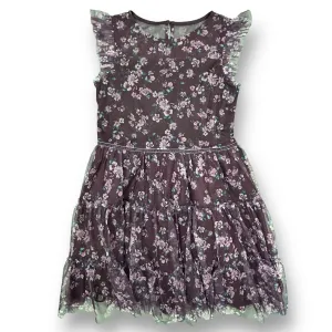 Girls Zenzi Size 14/16 Youth Plum Floral Tulle Dress