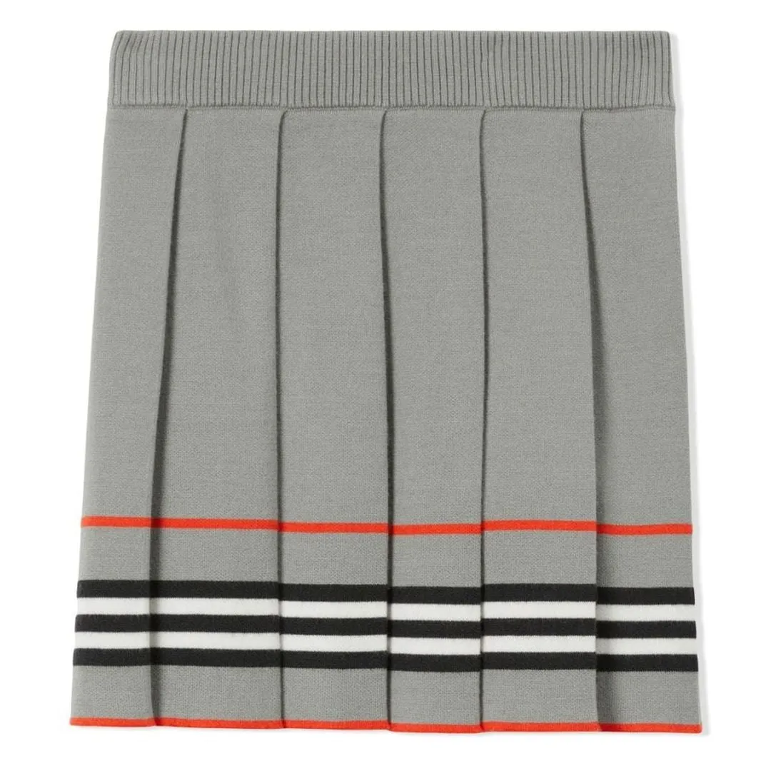 Gray Icon Stripe Wool Knit Skirt