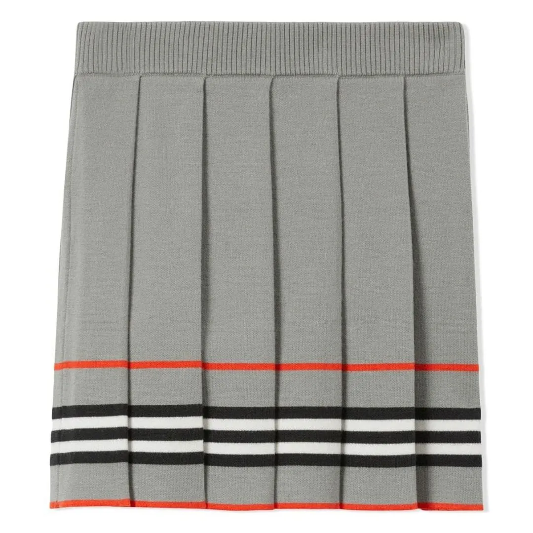 Gray Icon Stripe Wool Knit Skirt