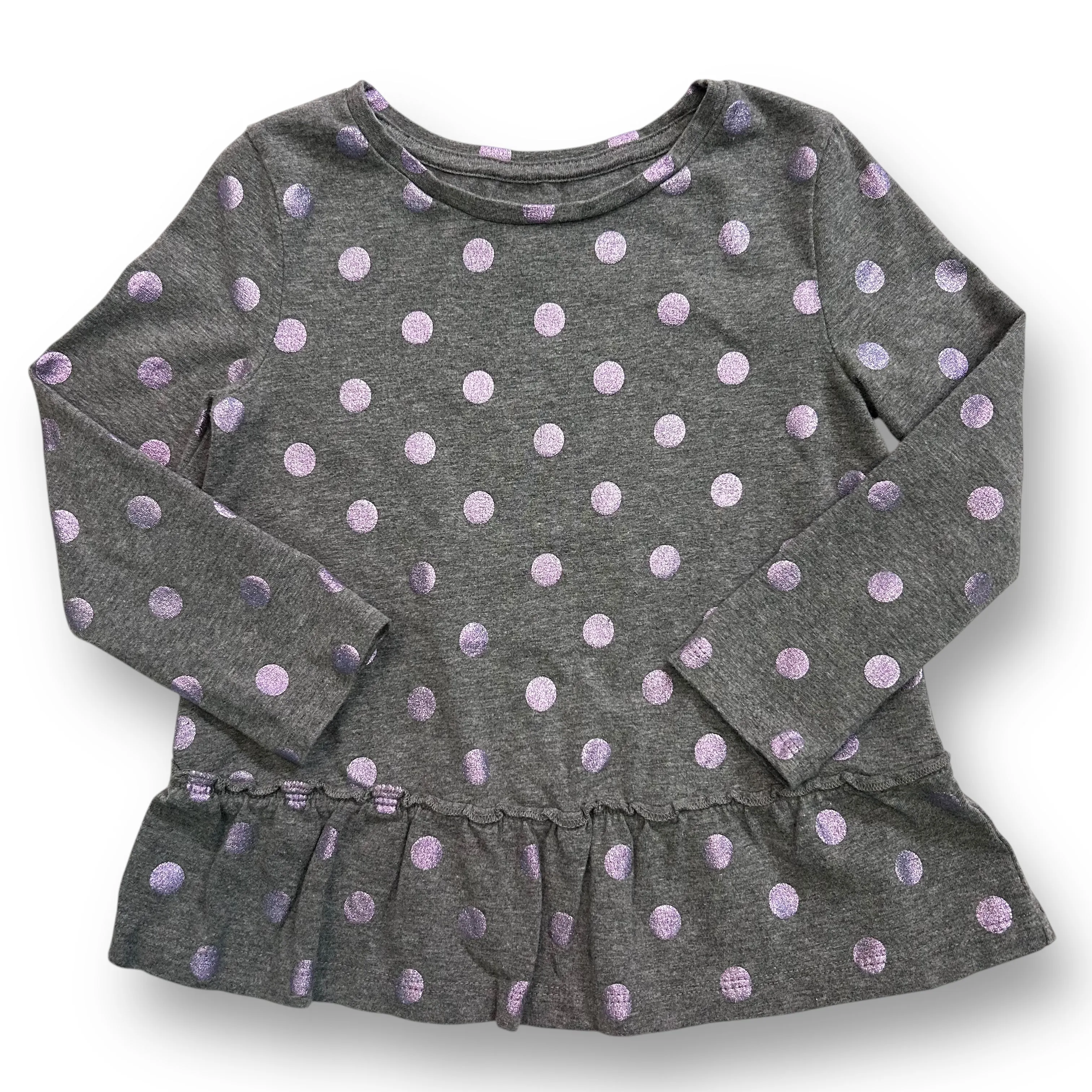 Gymboree Toddler Girl Size 3T Shimmery Polka Dot Long Sleeve Ruffled Shirt