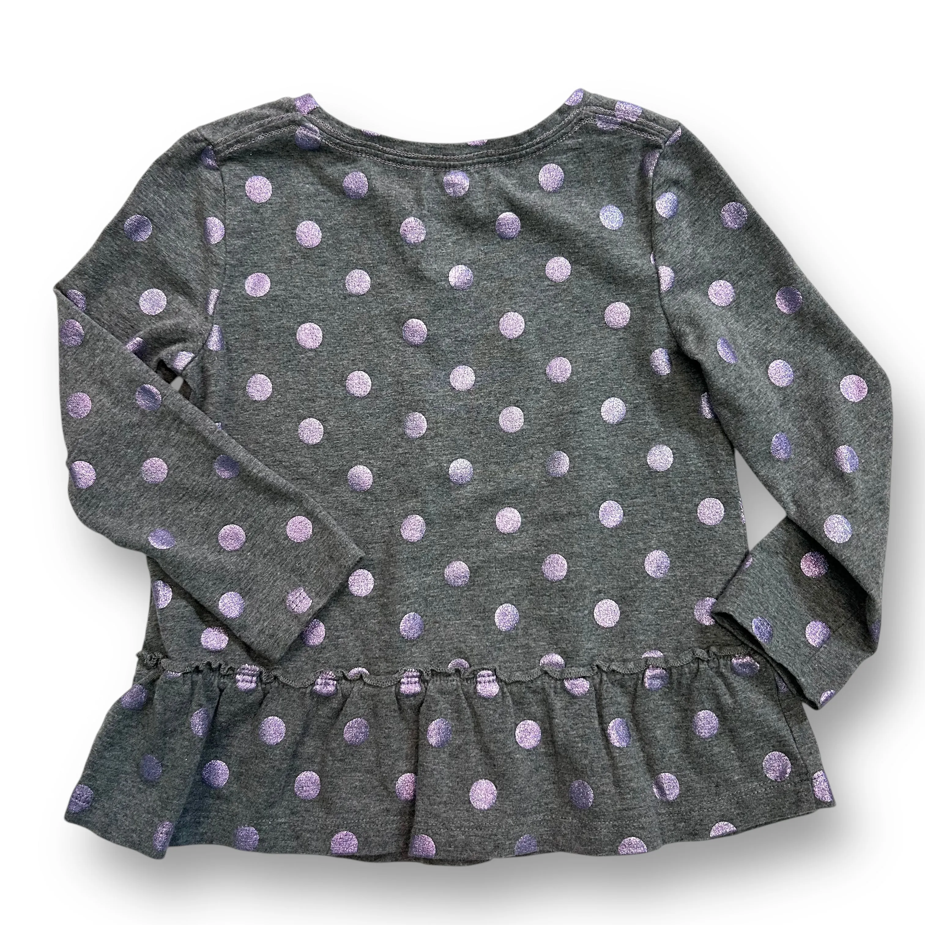 Gymboree Toddler Girl Size 3T Shimmery Polka Dot Long Sleeve Ruffled Shirt