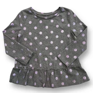 Gymboree Toddler Girl Size 3T Shimmery Polka Dot Long Sleeve Ruffled Shirt