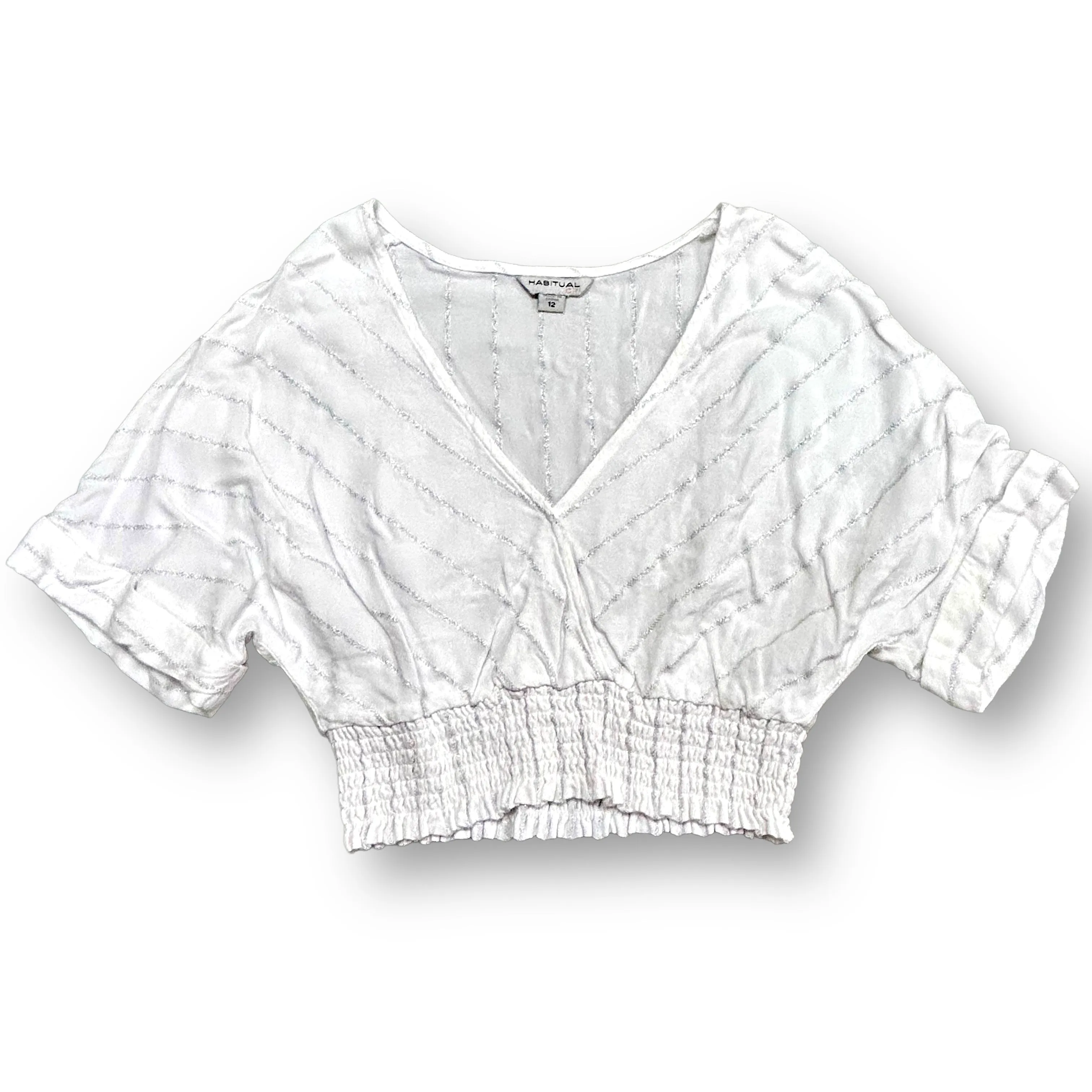 Habitual Girl Youth Size 12 Short Sleeve Pullover Cropped Blouse