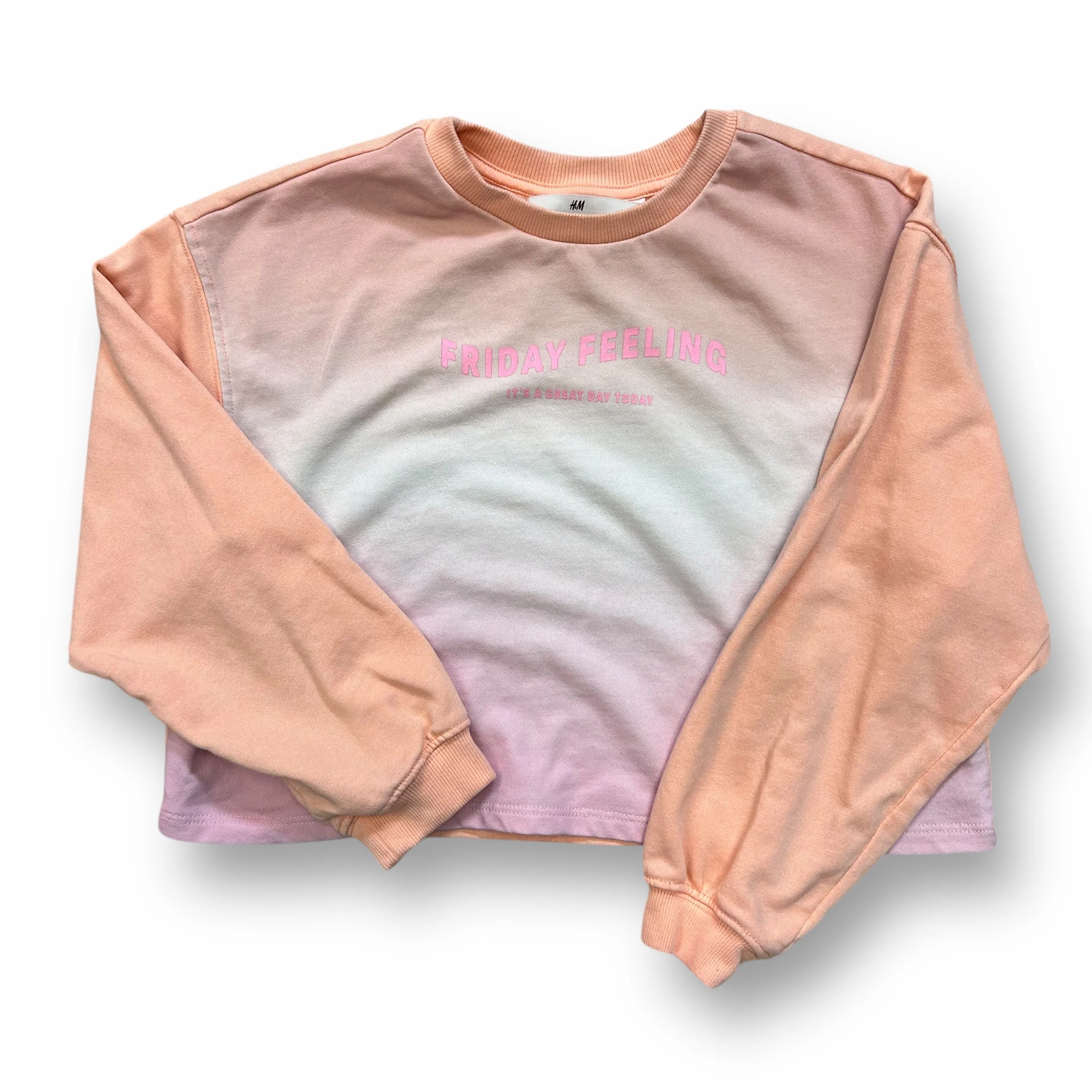 H&M Youth Girl Size 10 Pastel Tie-Dye Friday Feeling Cropped Pullover