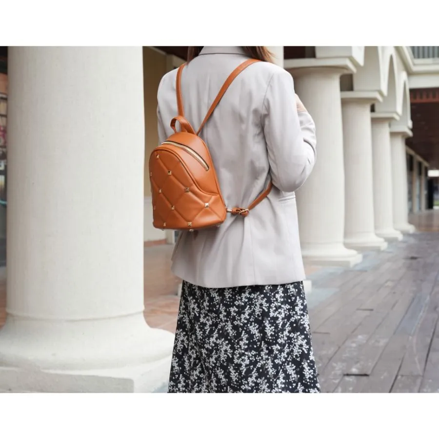 Hayden Quilted Vegan Leather with Studs Womens Backpack