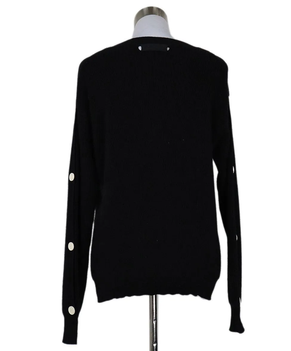 Helmut Lang Black Cashmere Sweater w/ Button Trim sz 4