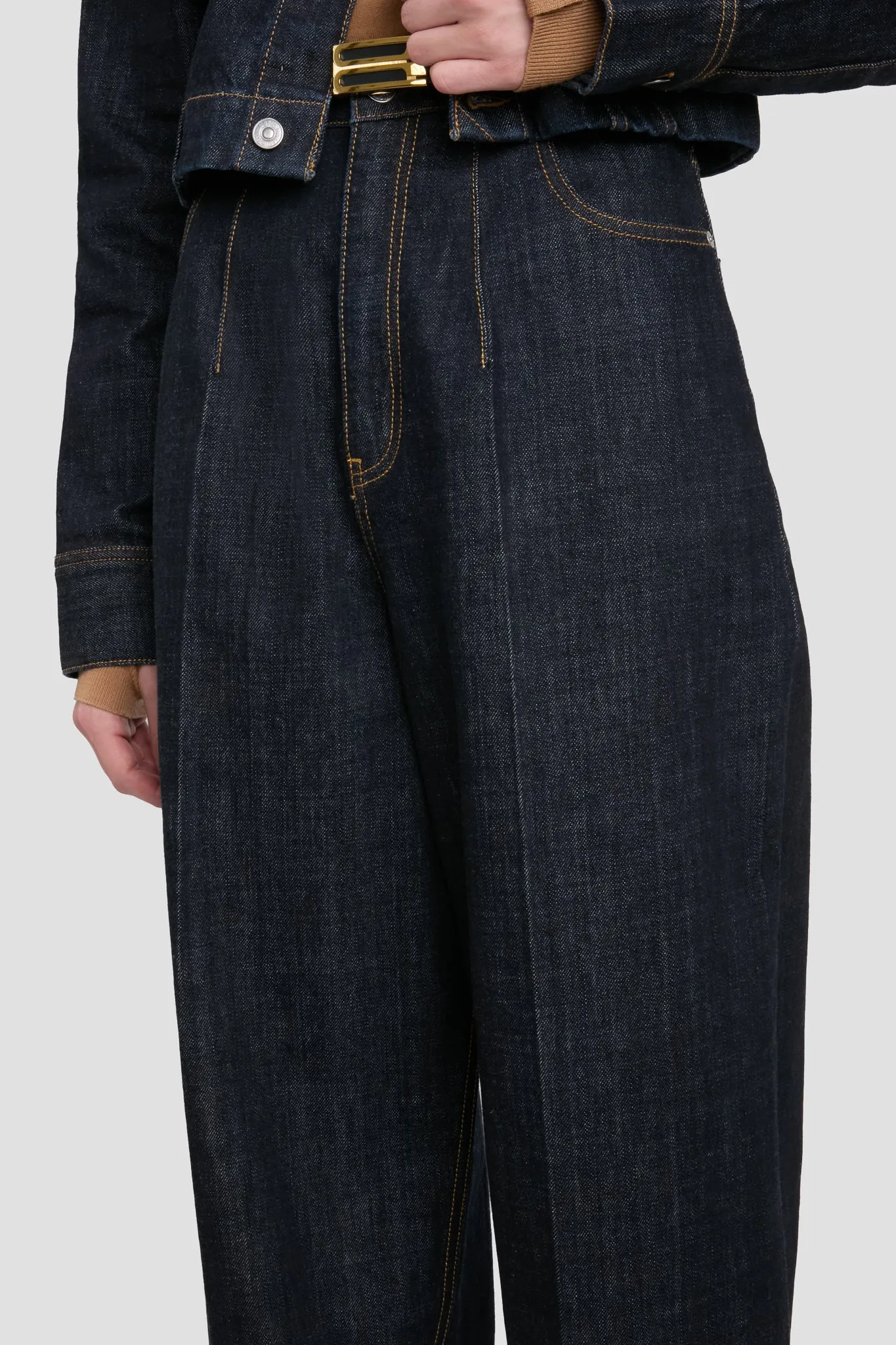 High Waisted Cinched Jean In Indigo Rinse Victoria Beckham