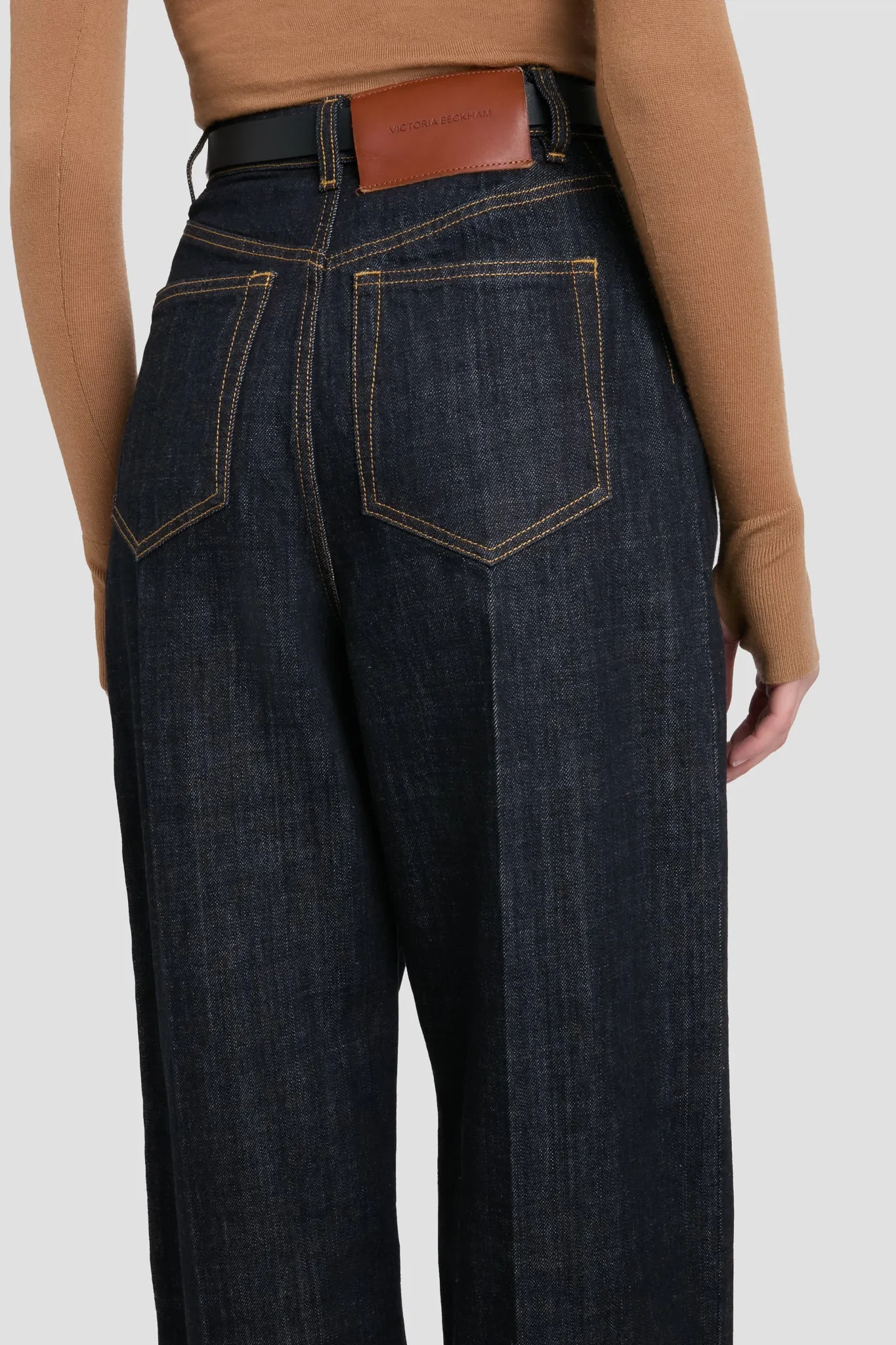 High Waisted Cinched Jean In Indigo Rinse Victoria Beckham