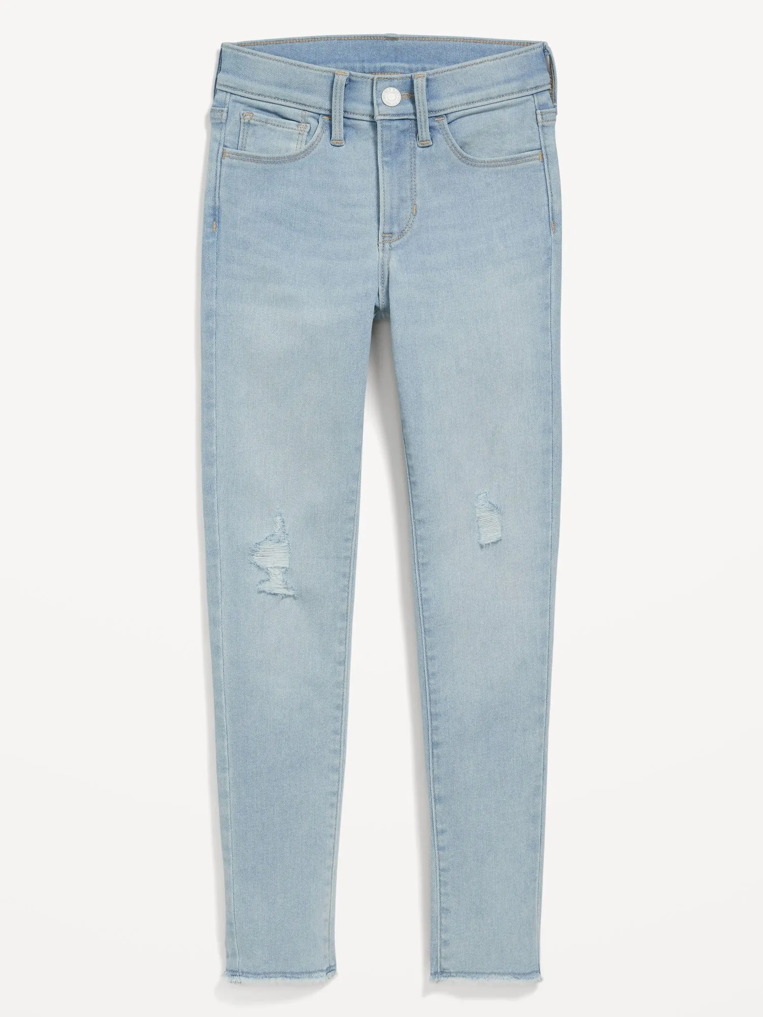 High-Waisted Rockstar 360 Stretch Ripped Jeggings for Girls