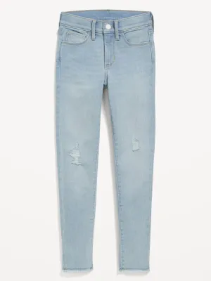 High-Waisted Rockstar 360 Stretch Ripped Jeggings for Girls
