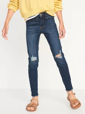 High-Waisted Rockstar 360 Stretch Ripped Jeggings for Girls