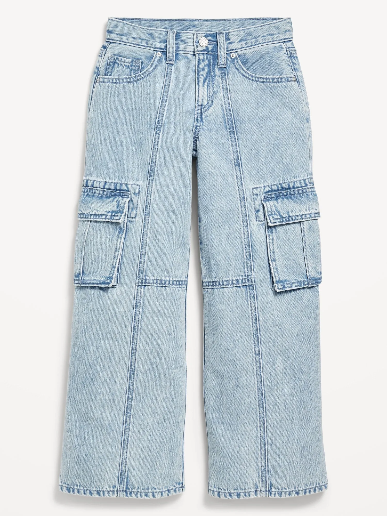 High-Waisted Super Baggy Wide-Leg Cargo Jeans for Girls
