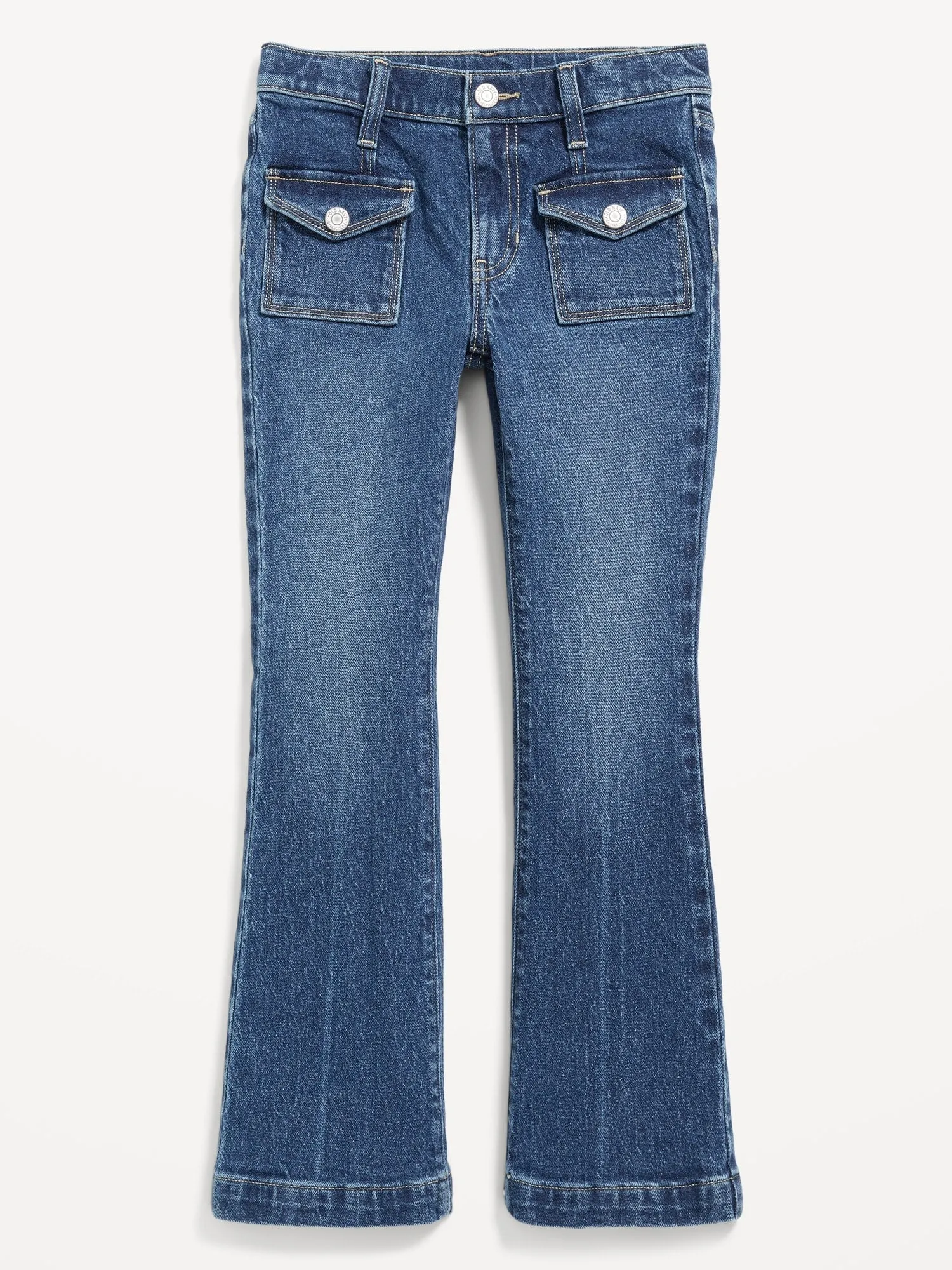 High-Waisted Utility Pocket Flare Jeans for Girls