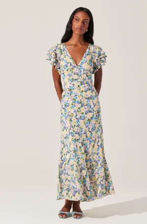 Hot Deal Celestine Floral Flutter Sleeve Midi Dress  Dont Miss Out!