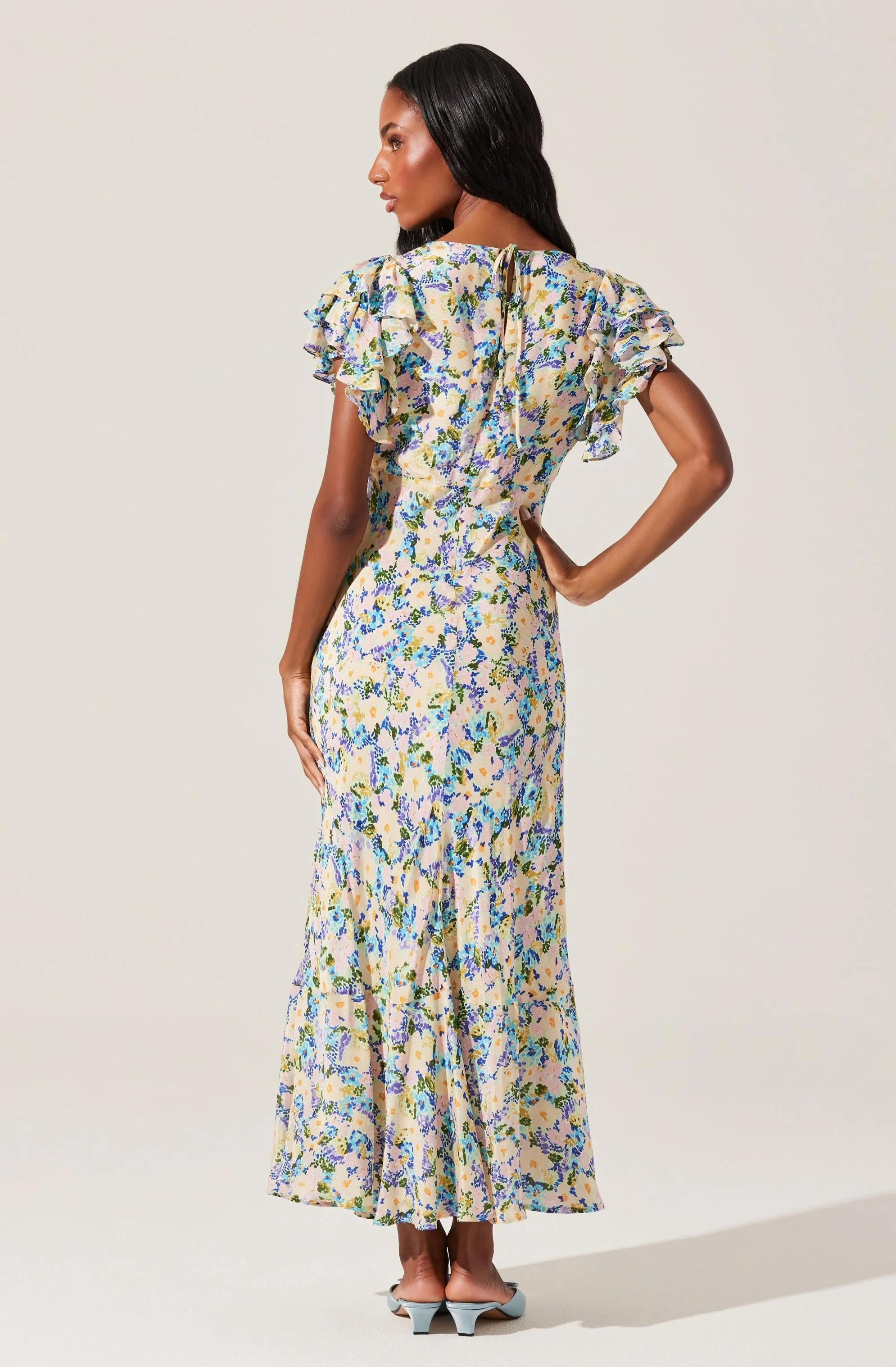 Hot Deal Celestine Floral Flutter Sleeve Midi Dress  Dont Miss Out!