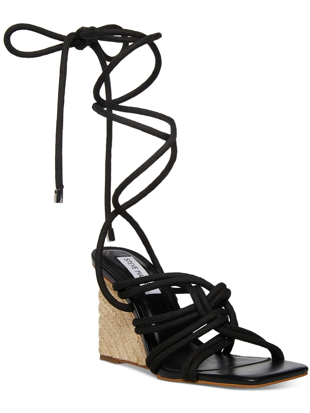 IDOLIZED Womens Square Toe Strappy Wedge Heels