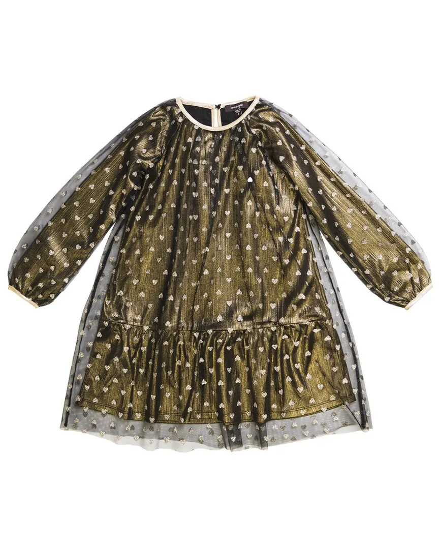 IMOGA Pleated Mesh & Metallic Dress