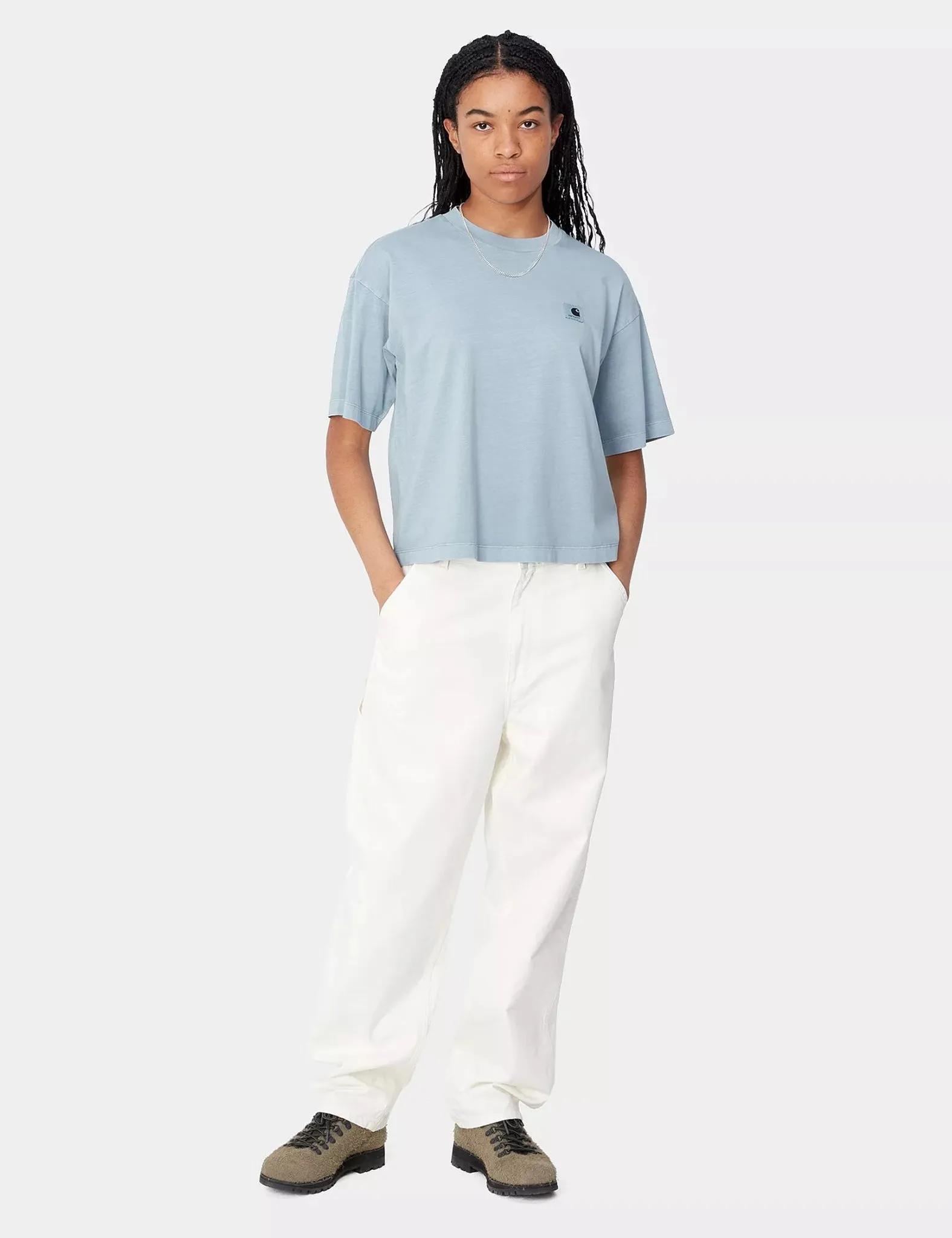 Insta-Worthy Carhartt WIP Women's Nelson T-Shirt (Loose) - Dusty Ice Blue  Dont Miss Out!