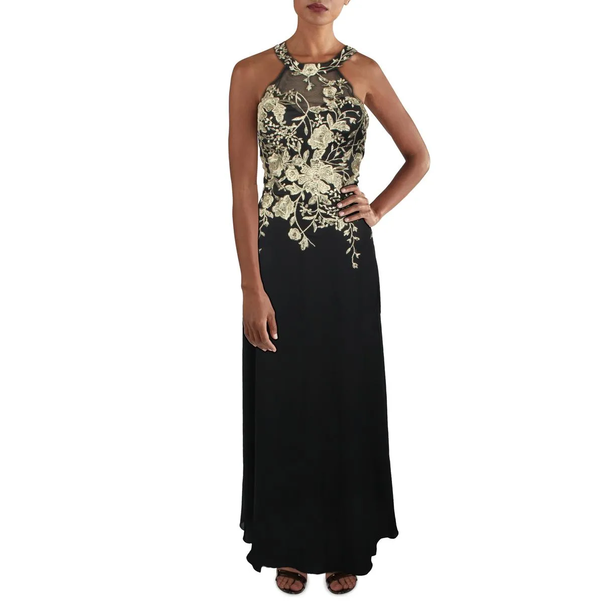 Insta-Worthy Petites Womens Embroidered Long Evening Dress  Limited Stock!