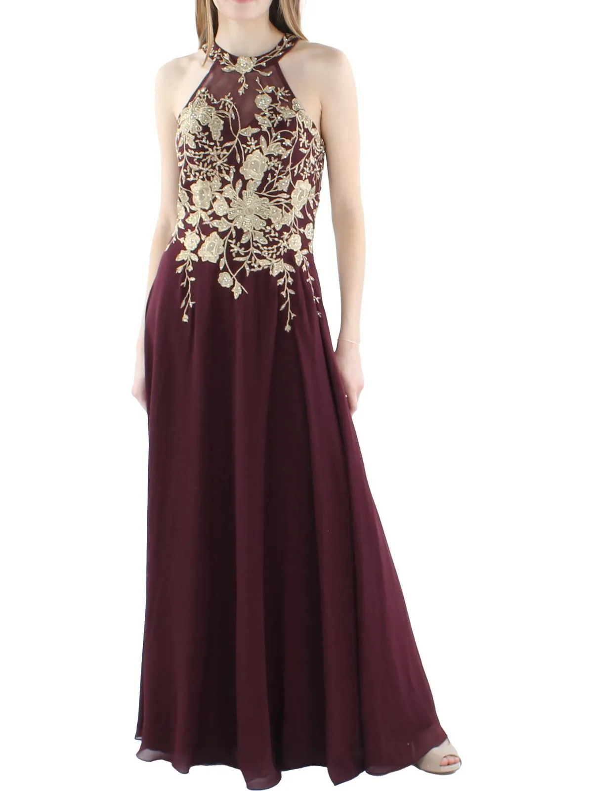 Insta-Worthy Petites Womens Embroidered Long Evening Dress  Limited Stock!