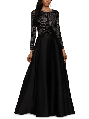 Insta-Worthy Petites Womens Satin Mixed Media Evening Dress  Dont Miss Out!