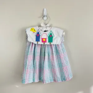Insta-Worthy Vintage Samara Pastel Plaid Seersucker Bird House Dress 18 Months  Ends Soon!