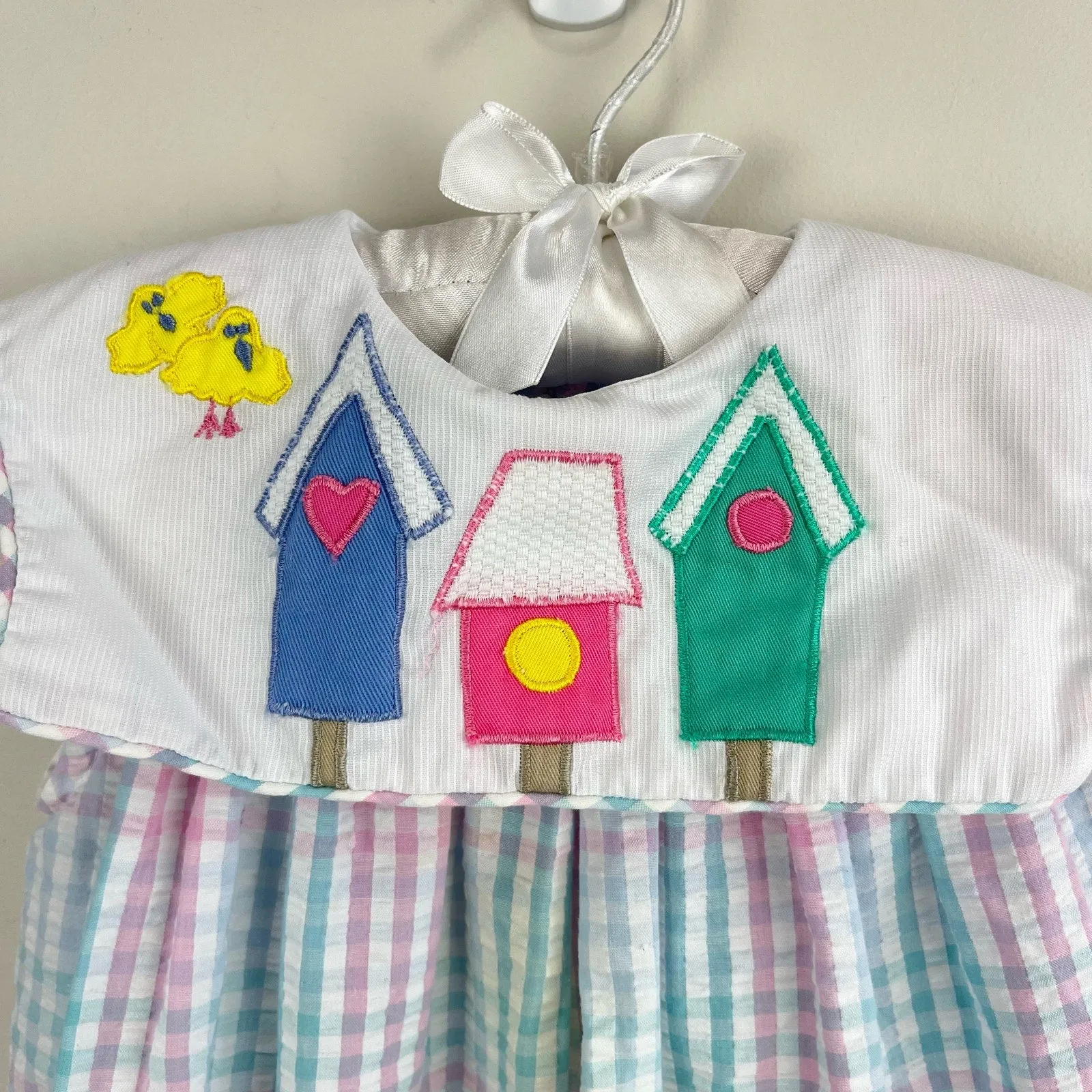 Insta-Worthy Vintage Samara Pastel Plaid Seersucker Bird House Dress 18 Months  Ends Soon!