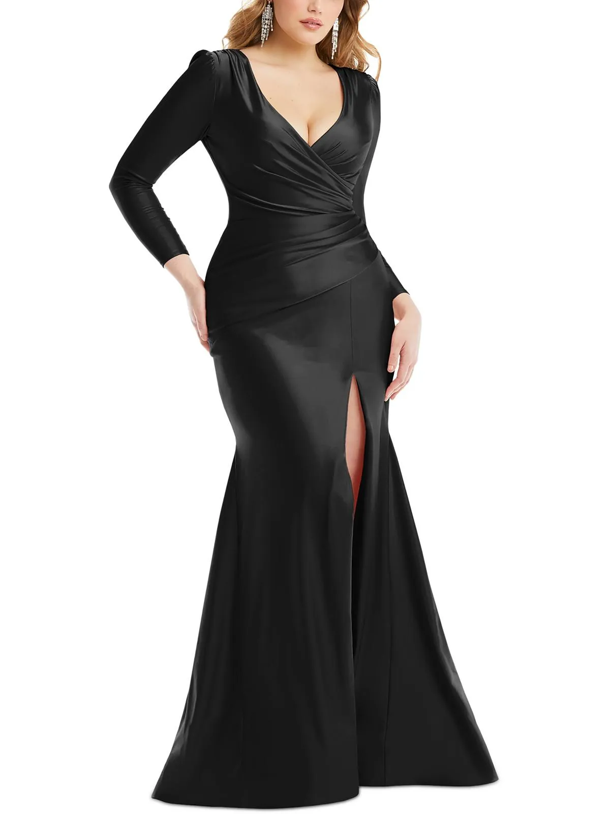 Insta-Worthy Womens Ruched Long Sleeves Evening Dress  Last Chance!
