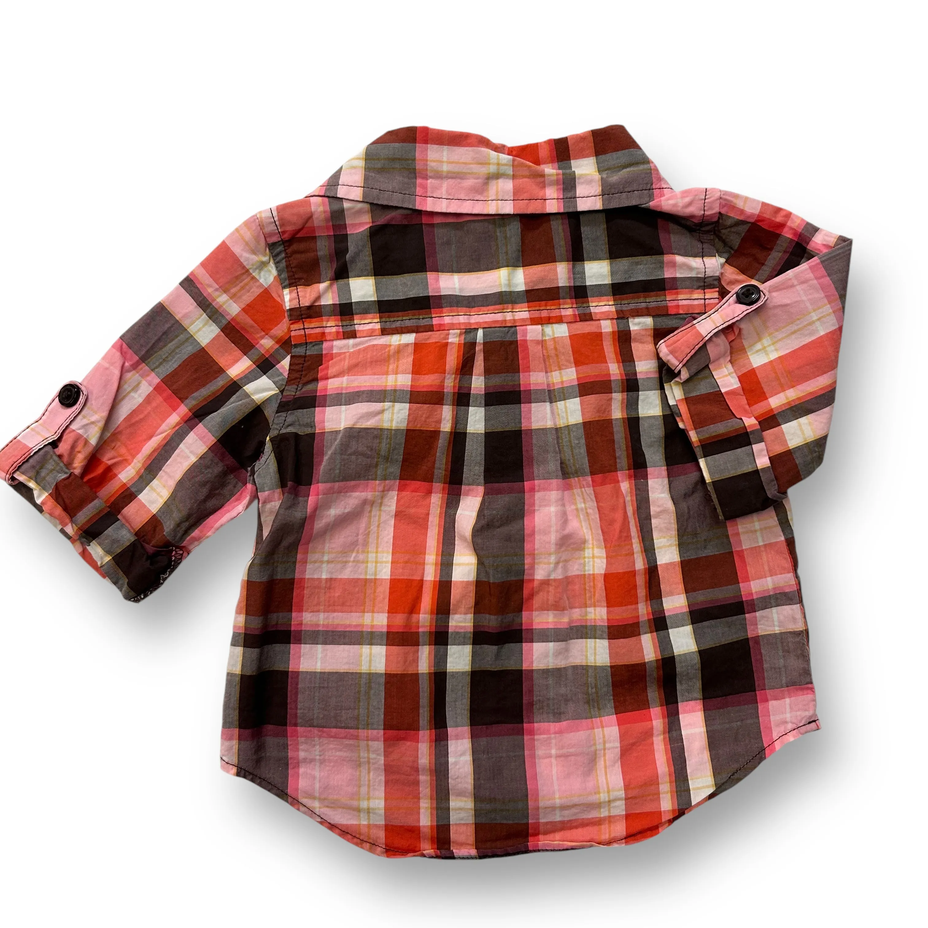 Janie and Jack Baby Girl Size 6-12 Months Pink Plaid Button Down