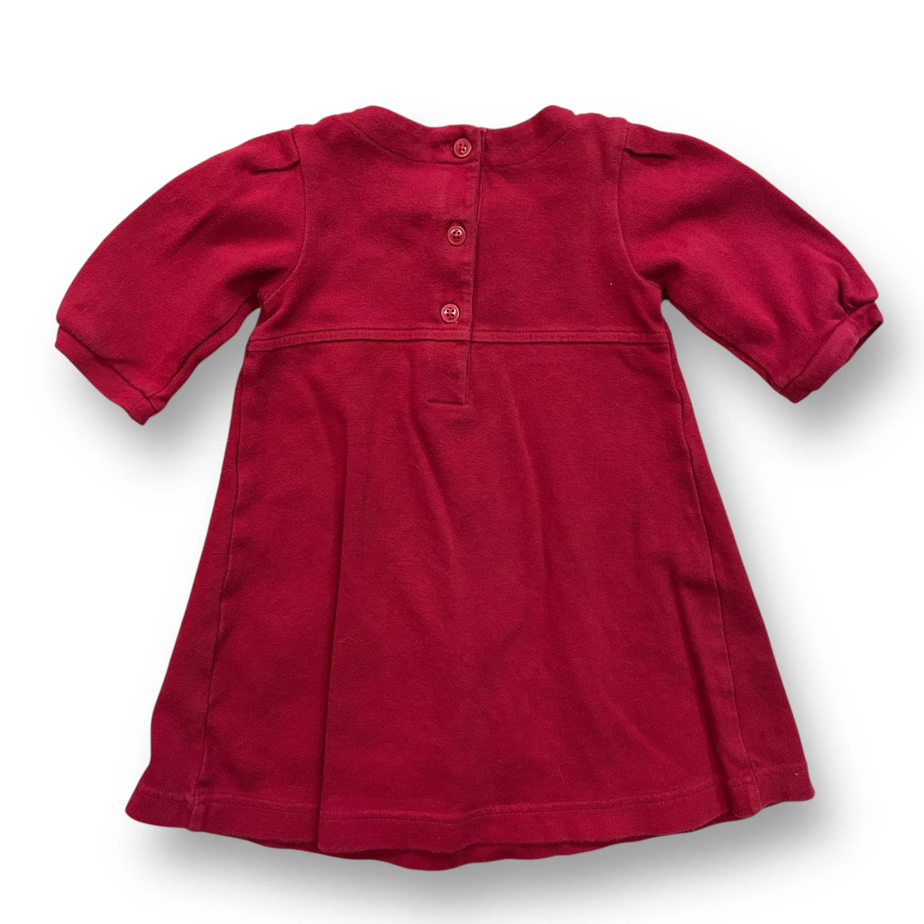 Janie and Jack Girls Size 3T Red Comfy Pleated Dress with Buttons and Bow