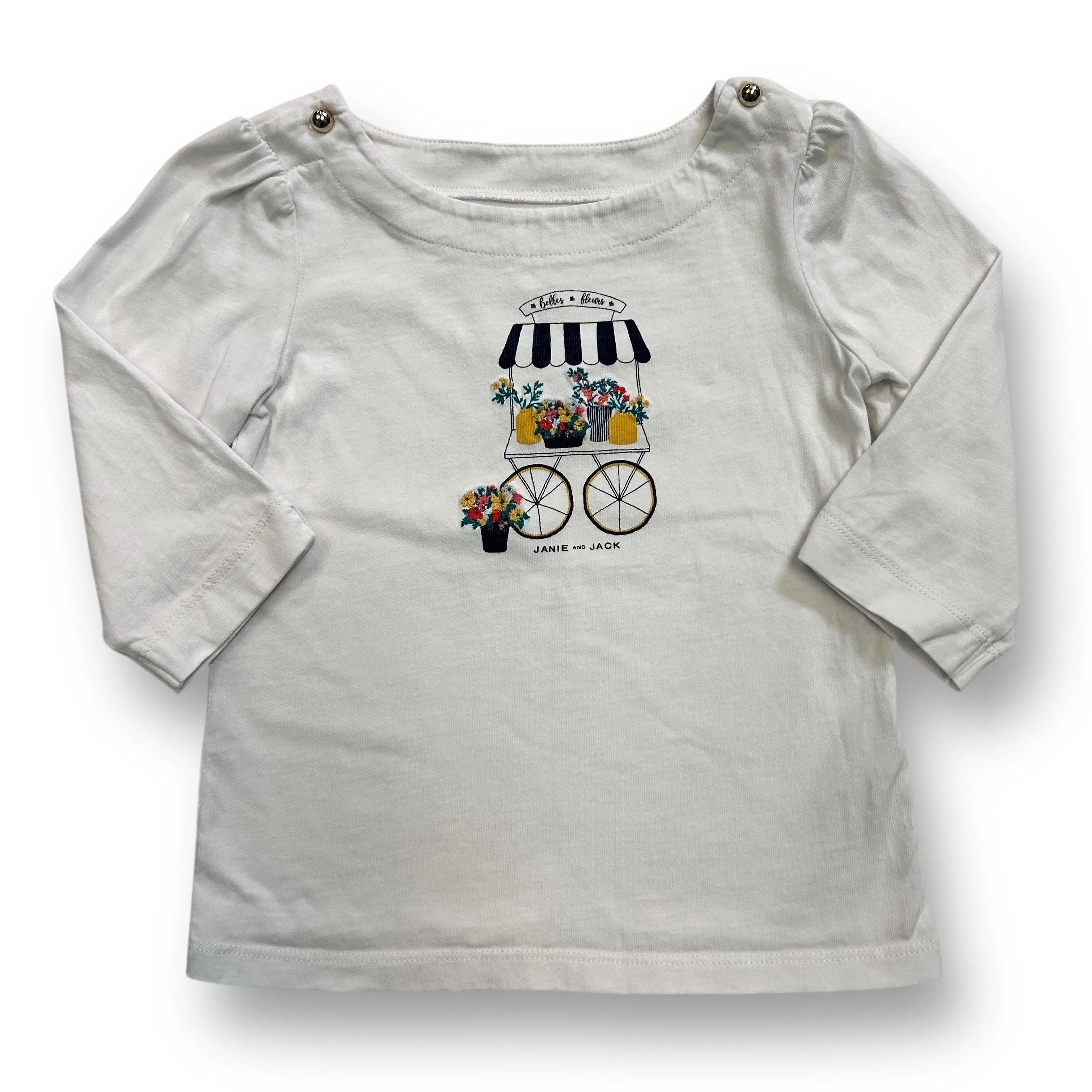 Janie and Jack Girls Size 4 Long Sleeves White Top