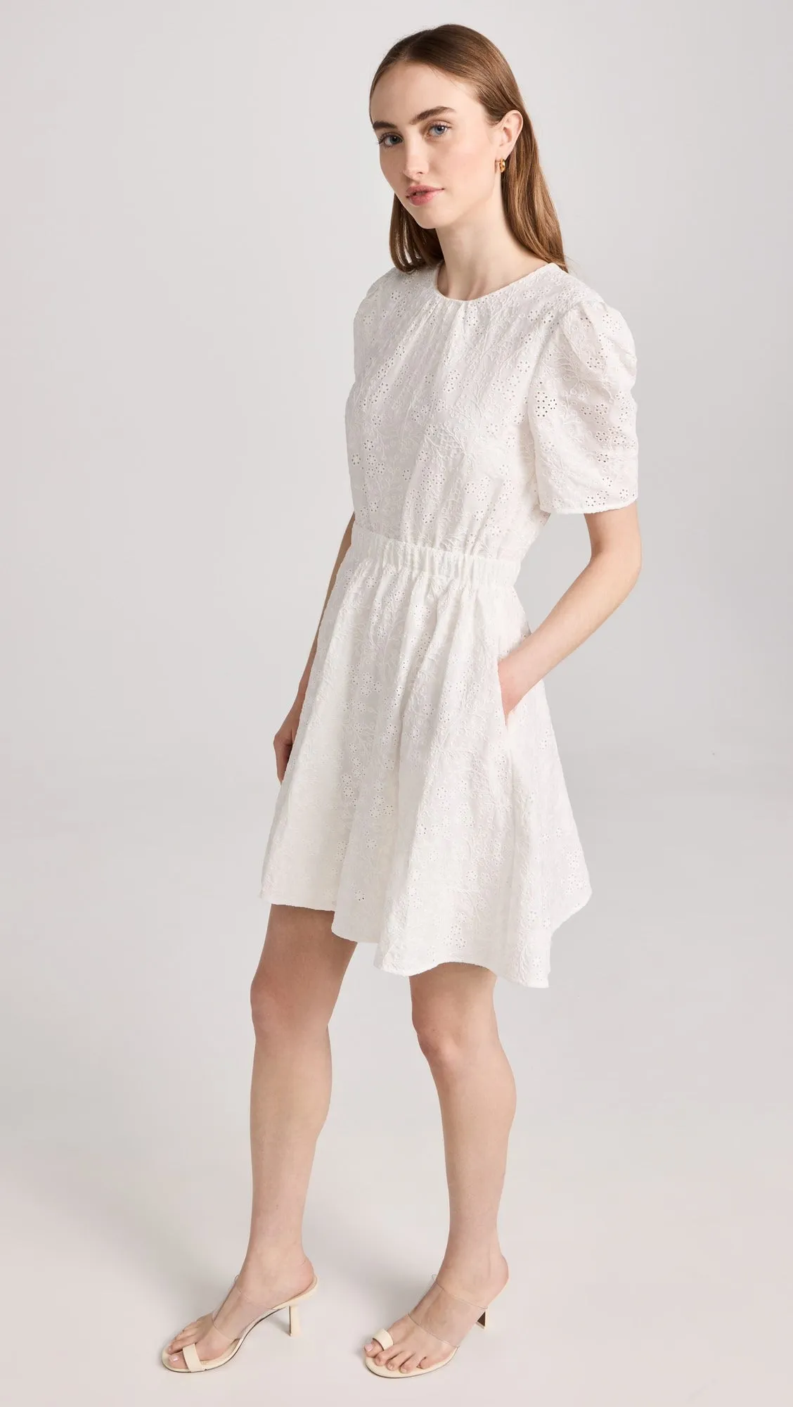 JASON WU  short sleeve eyelet crew neck dress Size 8 NWT