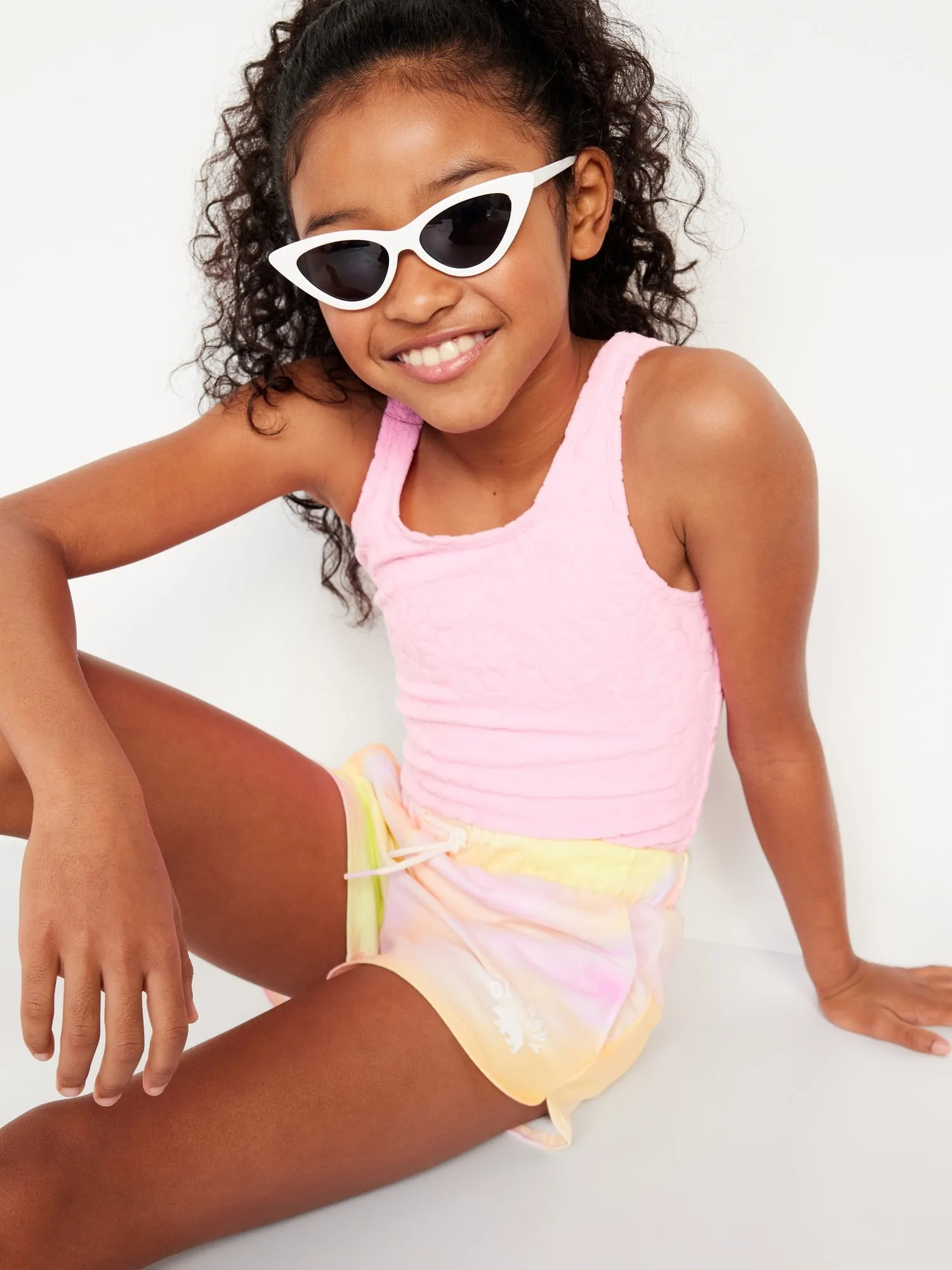 Jersey-Knit Dolphin-Hem Cheer Shorts for Girls