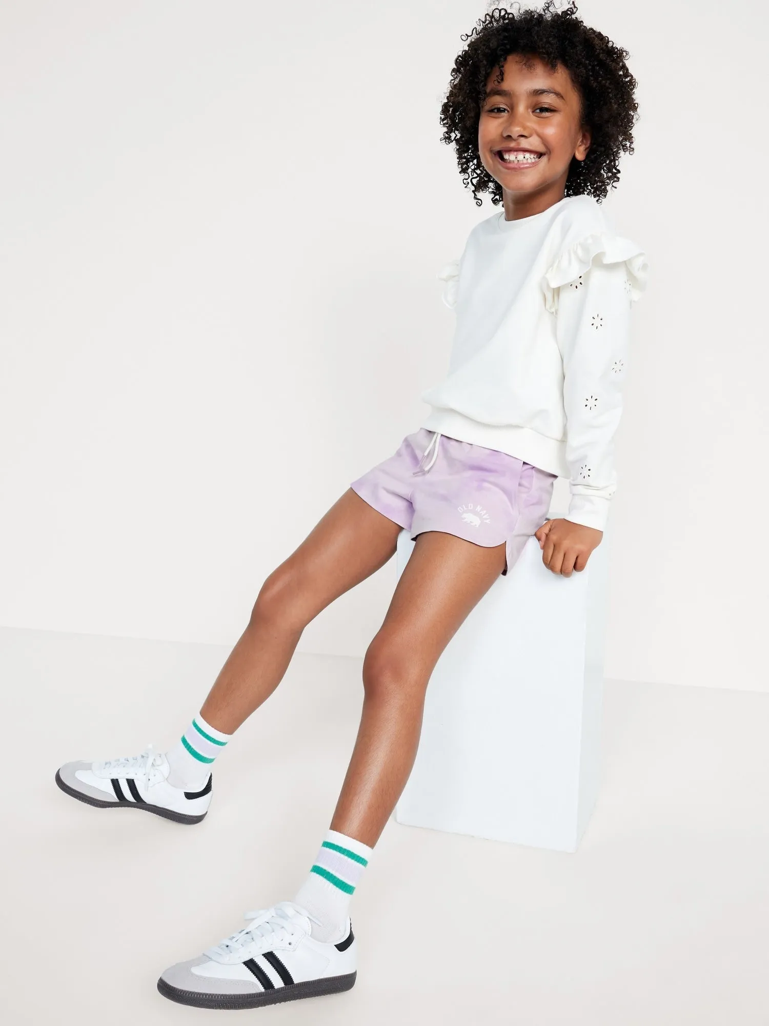 Jersey-Knit Dolphin-Hem Cheer Shorts for Girls