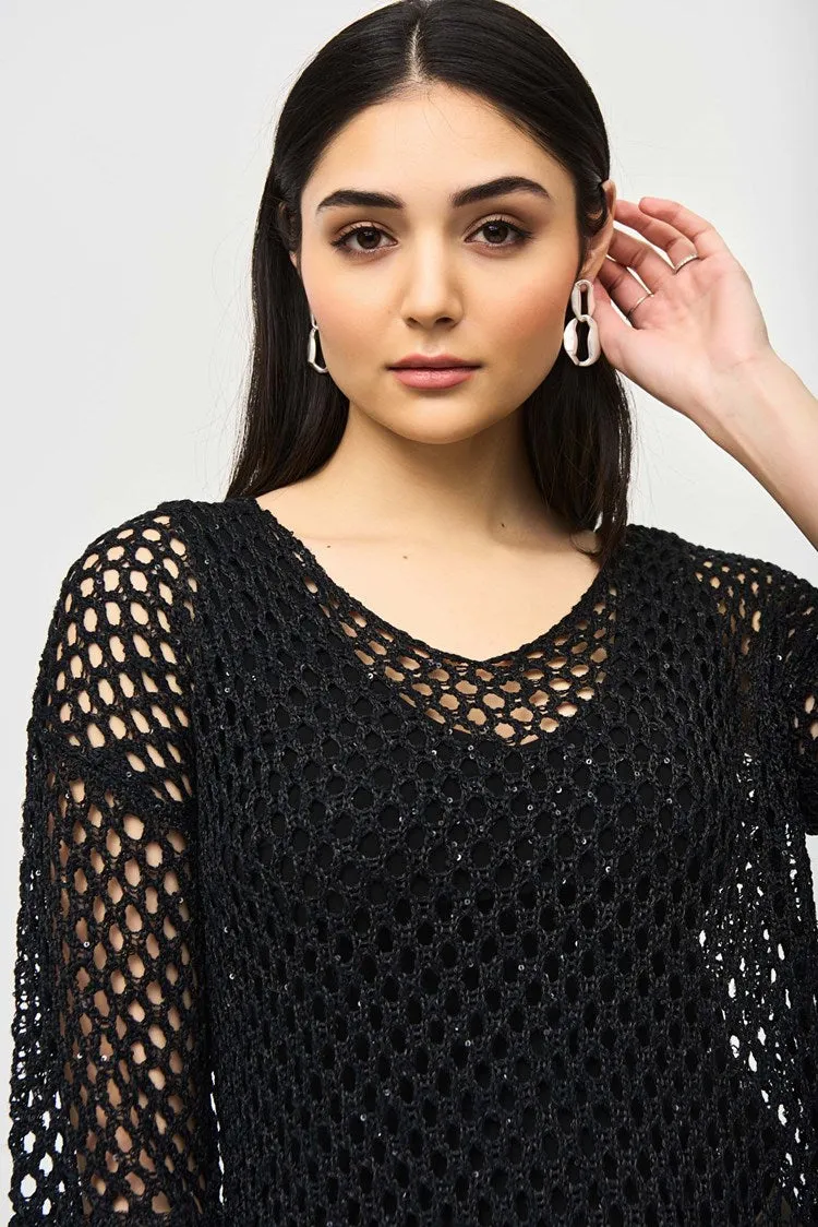 Joseph Ribkoff - Open Stitch Sweater with Sequins - 241922F24 - 50% Off - 1 x small (10) left