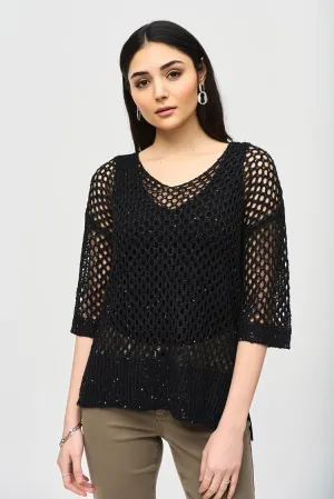 Joseph Ribkoff - Open Stitch Sweater with Sequins - 241922F24 - 50% Off - 1 x small (10) left