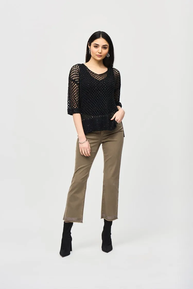 Joseph Ribkoff - Open Stitch Sweater with Sequins - 241922F24 - 50% Off - 1 x small (10) left