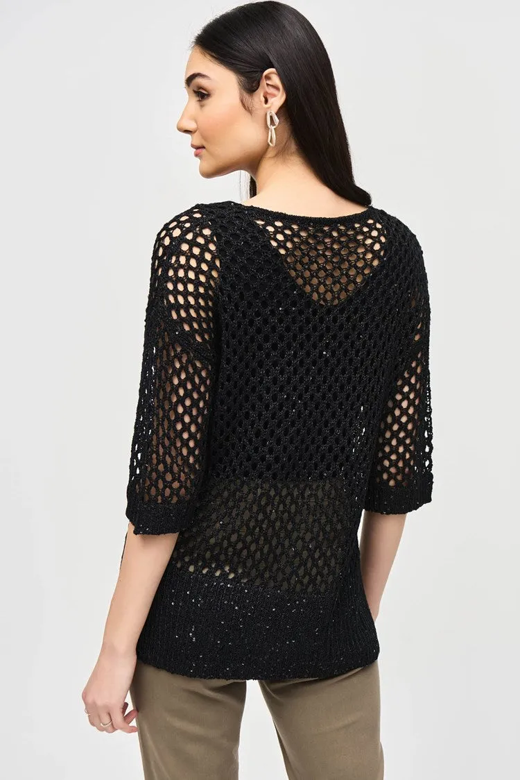 Joseph Ribkoff - Open Stitch Sweater with Sequins - 241922F24 - 50% Off - 1 x small (10) left